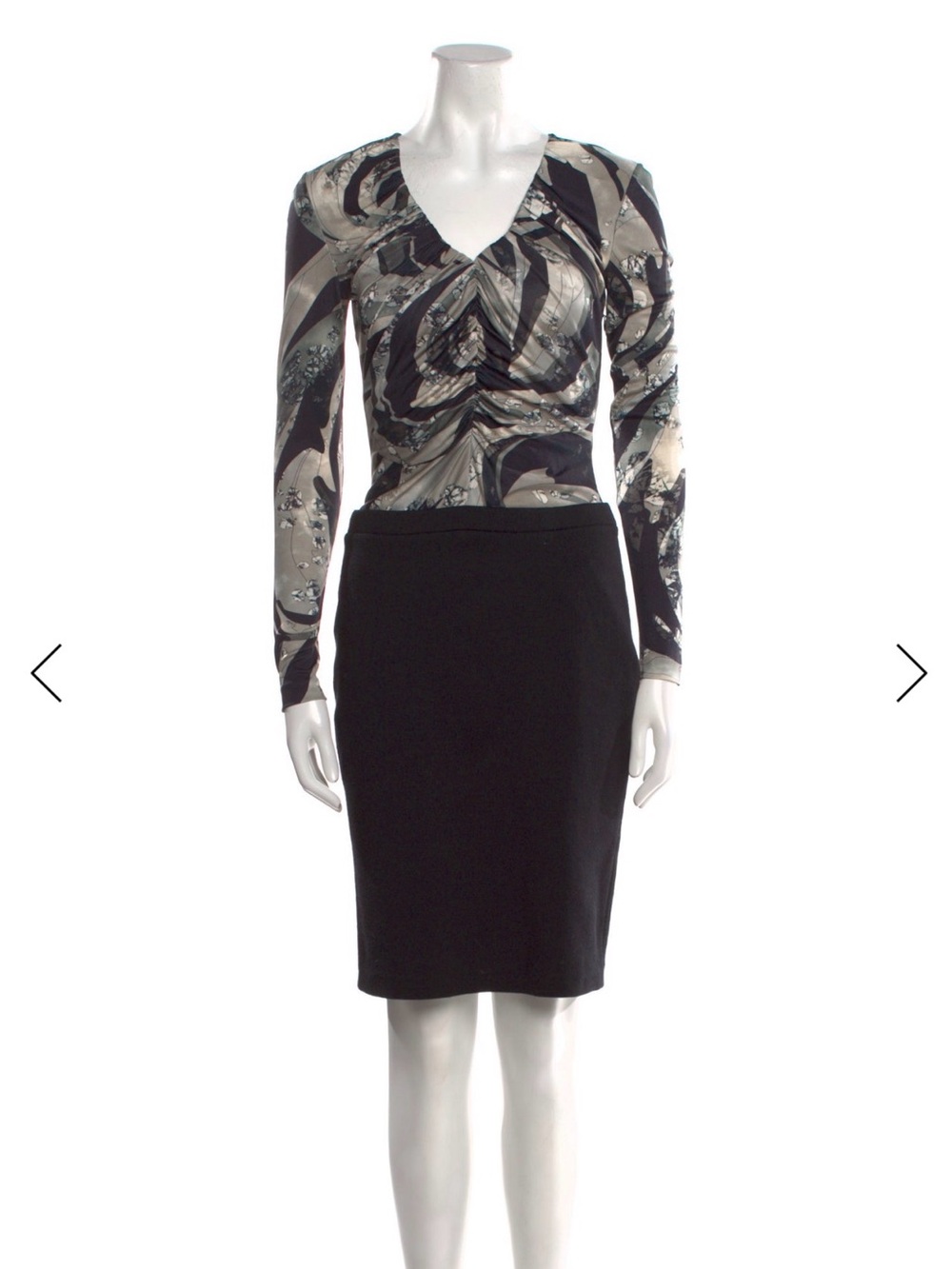 Emilio Pucci Black and Gray Patterned Midi Dress